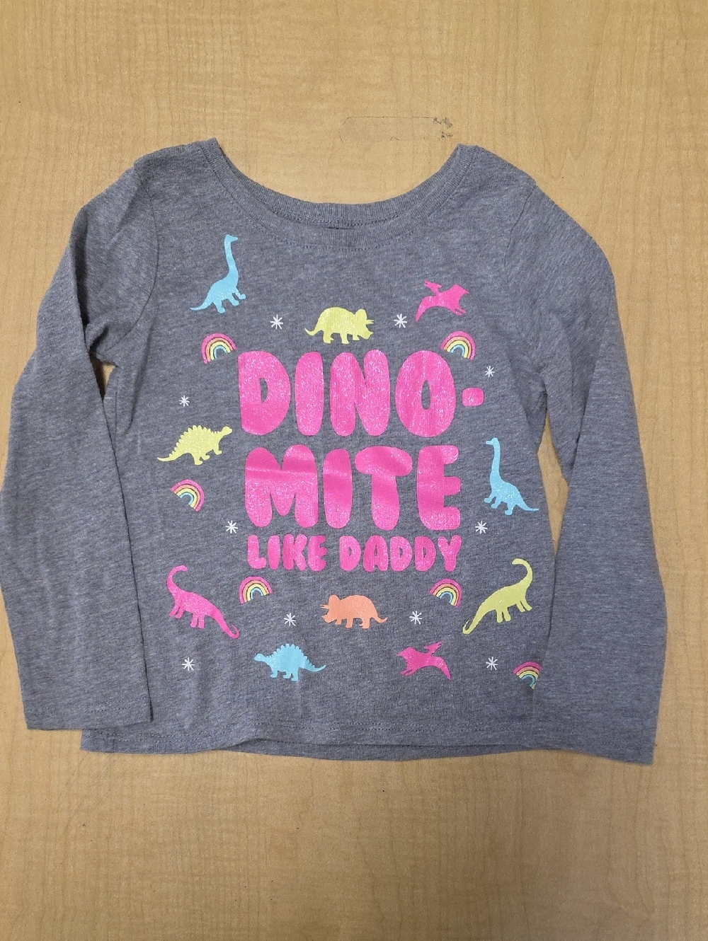 The Children's Place Girls' Gray 'Dino-Mite Like Daddy' Long Sleeve Top
